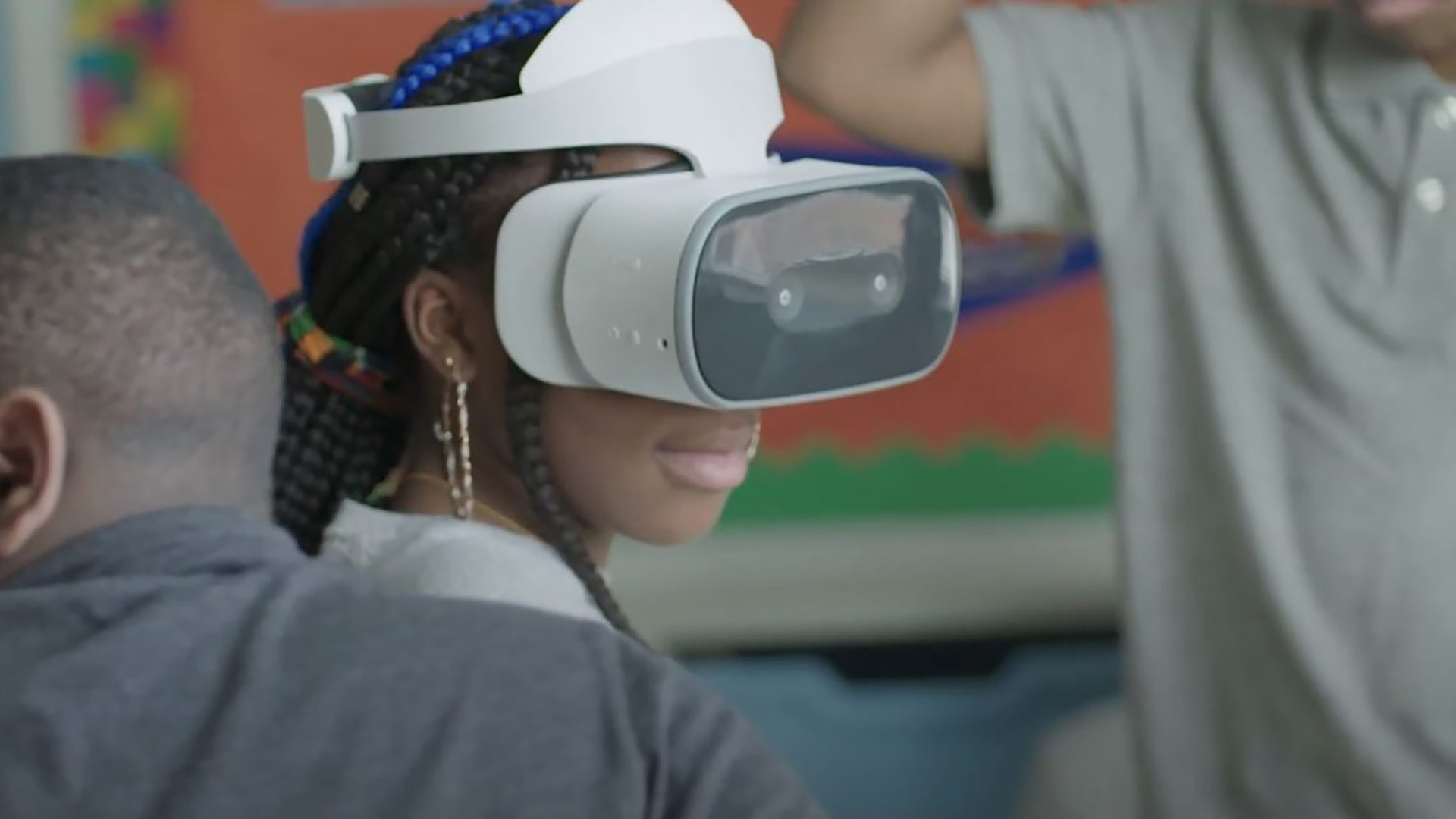 A student uses a Lenovo Mirage™ Solo VR headset
