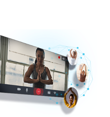 Lenovo screen showing someone striking a yoga pose