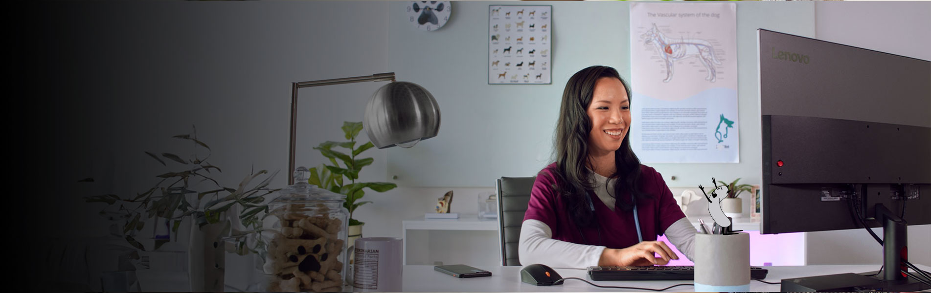 Girl working on computer