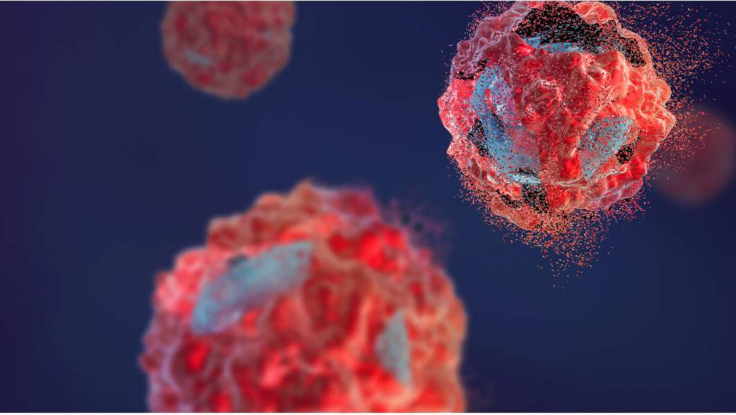 3D rendered image of red-colored cells
