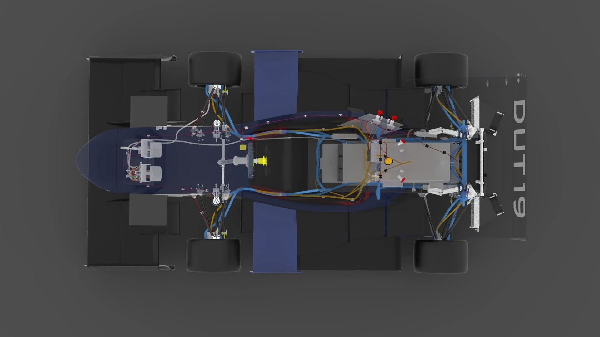 Plan der elektrischen Verkabelung eines Rennwagens im Formel-Stil, entwickelt von der TU Delft