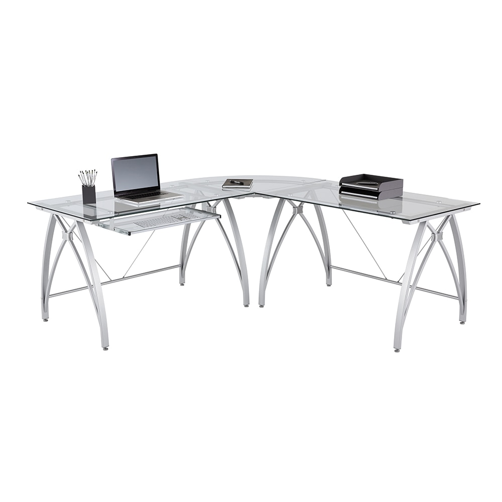Realspace Vista Glass L Shaped Desk Silver Desks Part Number