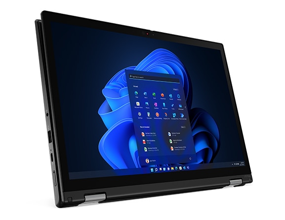 ThinkPad L13 Yoga Gen 3 ‑kannettava tablettitilassa, näyttö edestä kuvattuna