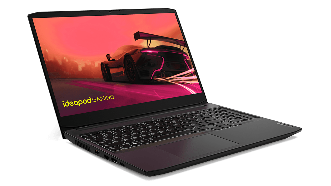 Lenovo IdeaPad Gaming 3 Gen 6 (15'' AMD) laptop, left front angle view, open