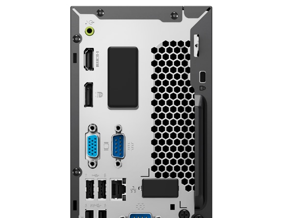 Rear view of ThinkCentre Neo 50s small form factor, showing ports