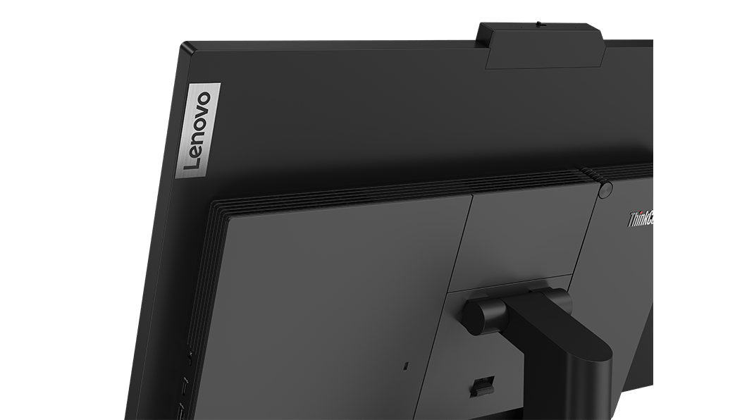 Detail of rear view cable management on the Lenovo ThinkCentre M90a Gen 2 all-in-one.