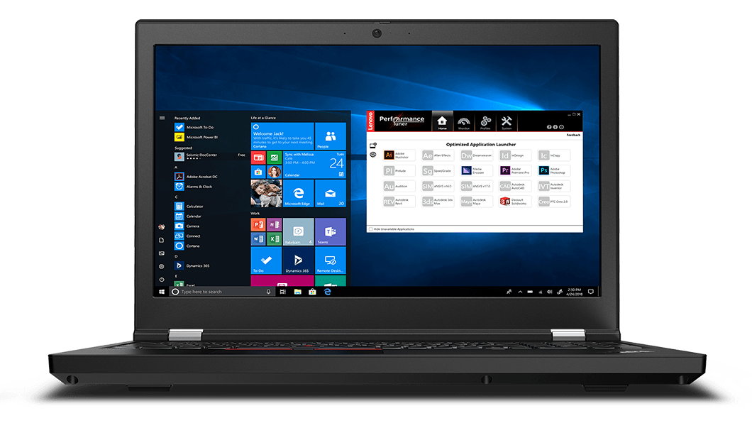 Vorderansicht des Lenovo ThinkPad T15g Gen 2 Notebooks, im Mittelpunkt das Display mit Microsoft Windows 10 Pro.