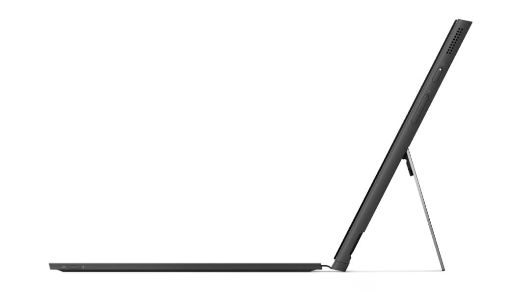 Lenovo IdeaPad Duet 3i-laptop, zijaanzicht met poorten rechterkant zichtbaar