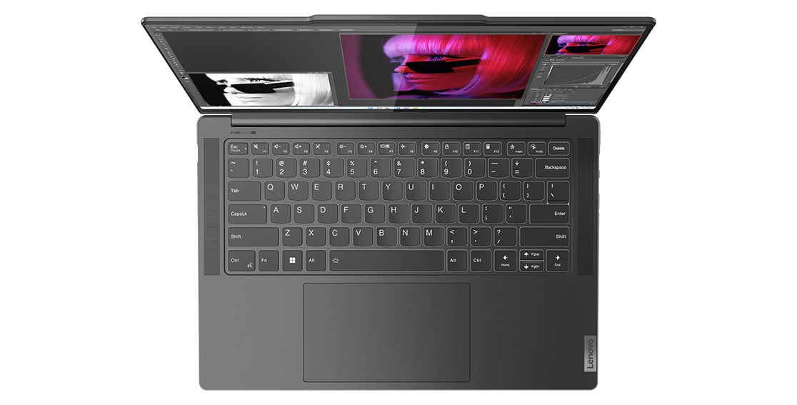 Top view of the Lenovo Yoga Pro 9i Gen 8 (14 Intel) showing the keyboard and touchpad