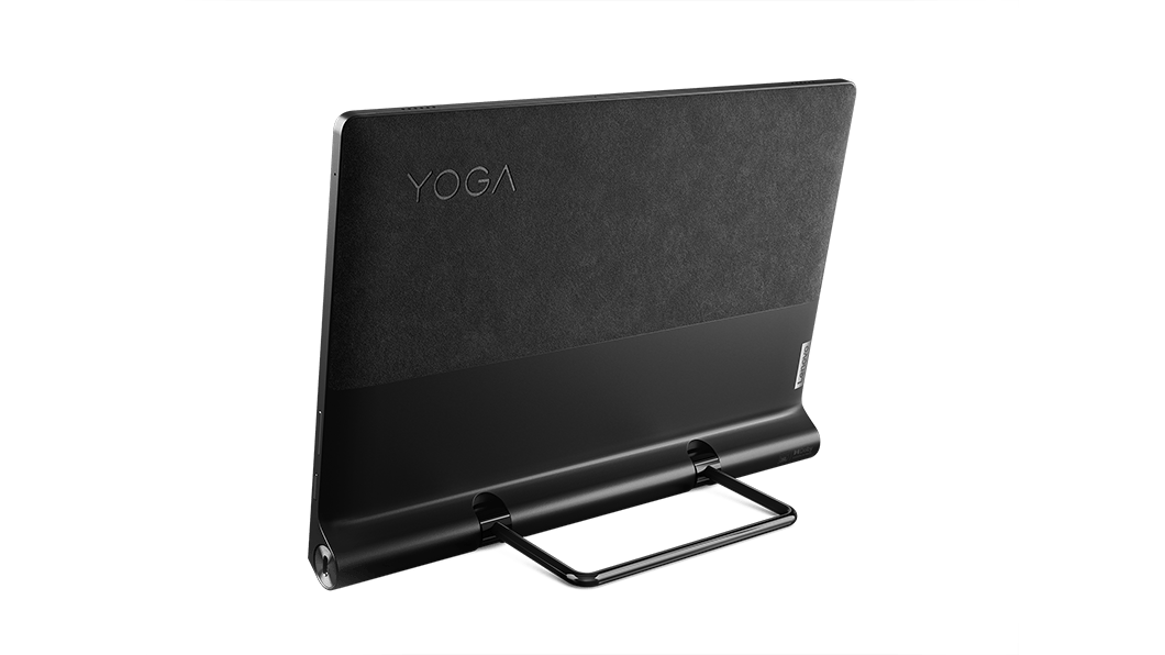 Imagen posterior de la tablet Lenovo Yoga Tab 13 con su soporte abierto