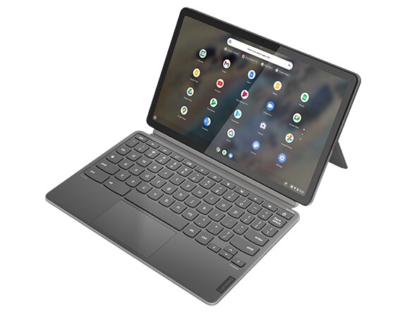Vista superior del Lenovo Duet Chromebook Education Edition 2-en-1 con el teclado y la pantalla extraíbles visibles