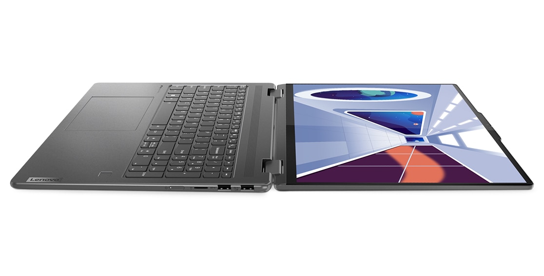 Yoga 7i Gen 8 laptop showing 180-degree flexibility