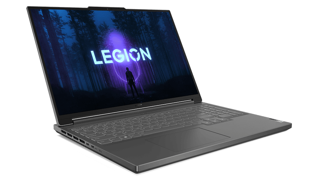 Open Storm Grey Legion Slim 5i Gen 8 laptop facing right