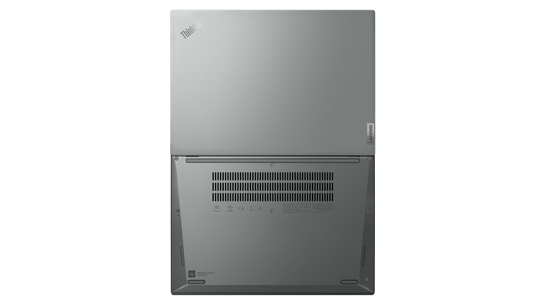 ThinkPad L13 Gen 3 ‑kannettava, kansi ja pohja lintuperspektiivistä