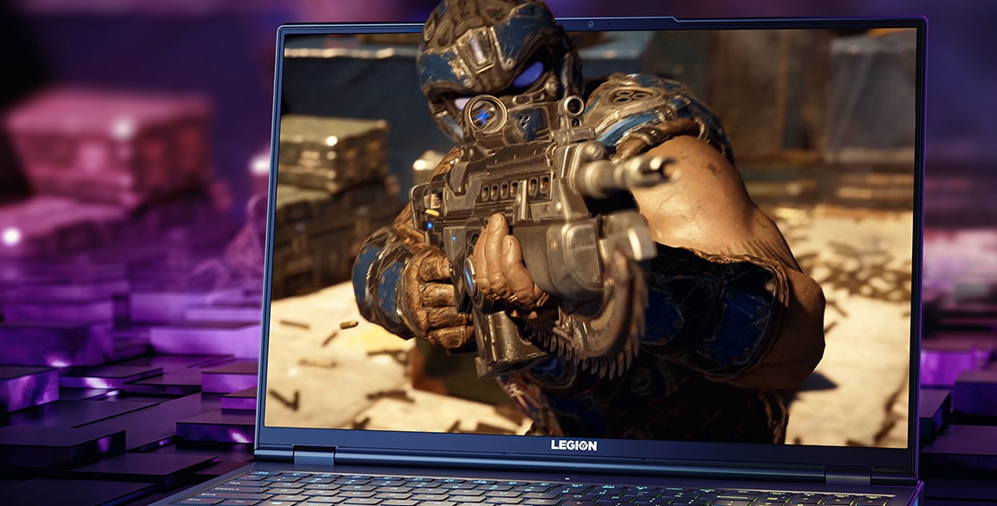Legion 7i Gen 6 (16” Intel) WXQGA display with Gears of War gameplay on display