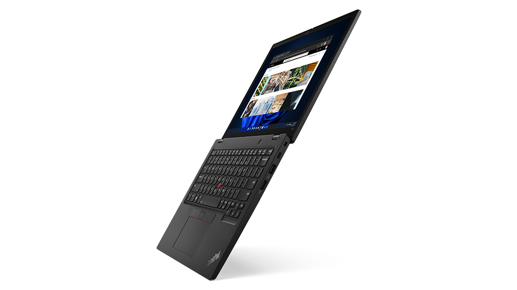 Notebook ThinkPad L13 di terza generazione rivolto verso sinistra, a 180°