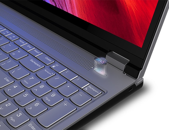 Close up of the biometric fingerprint reader on a Lenovo ThinkPad P16 Gen 2 (16″ Intel) laptop