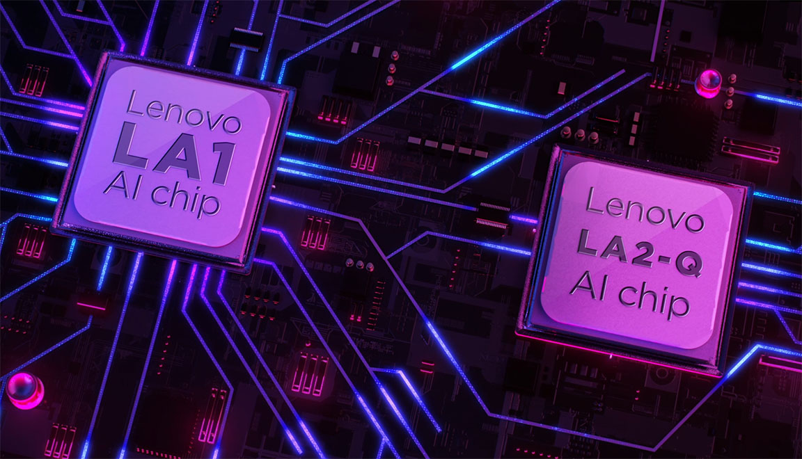 Closeup of Lenovo LA1 AI chip and Lenovo LA2-Q AI chip