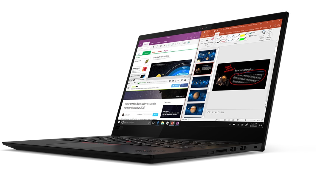 Diagonal-right Front-facing ThinkPad X1 Extreme Open 90 degrees