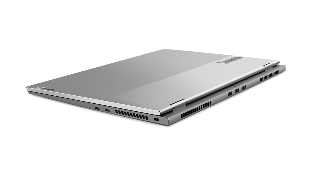 Vorschaubild des Lenovo ThinkBook 16p Gen 2 (16'' AMD) Notebooks – Dreiviertelansicht von rechts hinten, mit geschlossenem Deckel