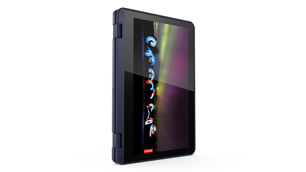 Portable 2-en-1 Lenovo 300w Gen 3 en mode tablette, positionné verticalement.