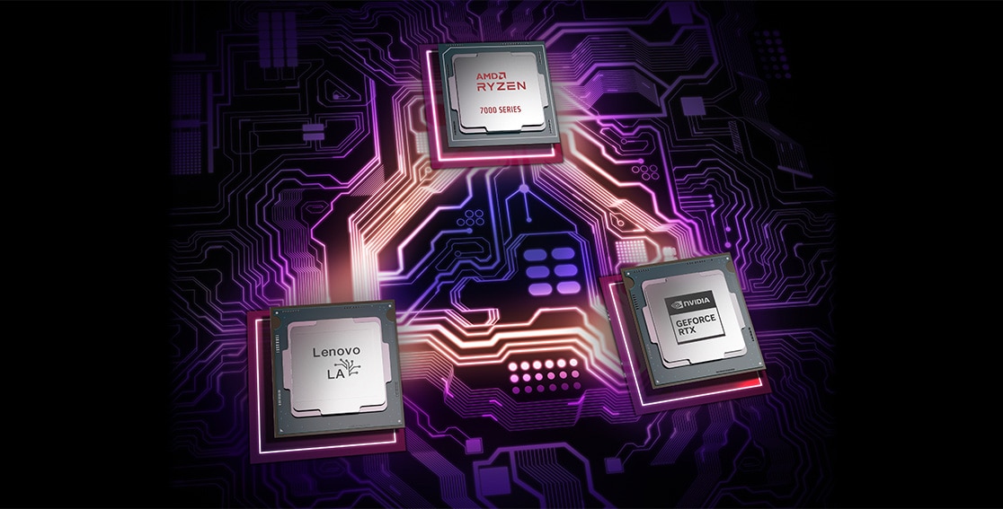 Lenovo AI chip, AMD Ryzen™ 7000 Series chip, NVIDIA® GeForce RTX™ chip