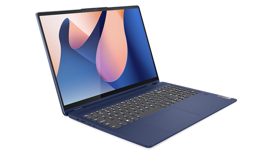 Abyss Blue IdeaPad Flex 5i in laptop mode facing right shot with slight elevation