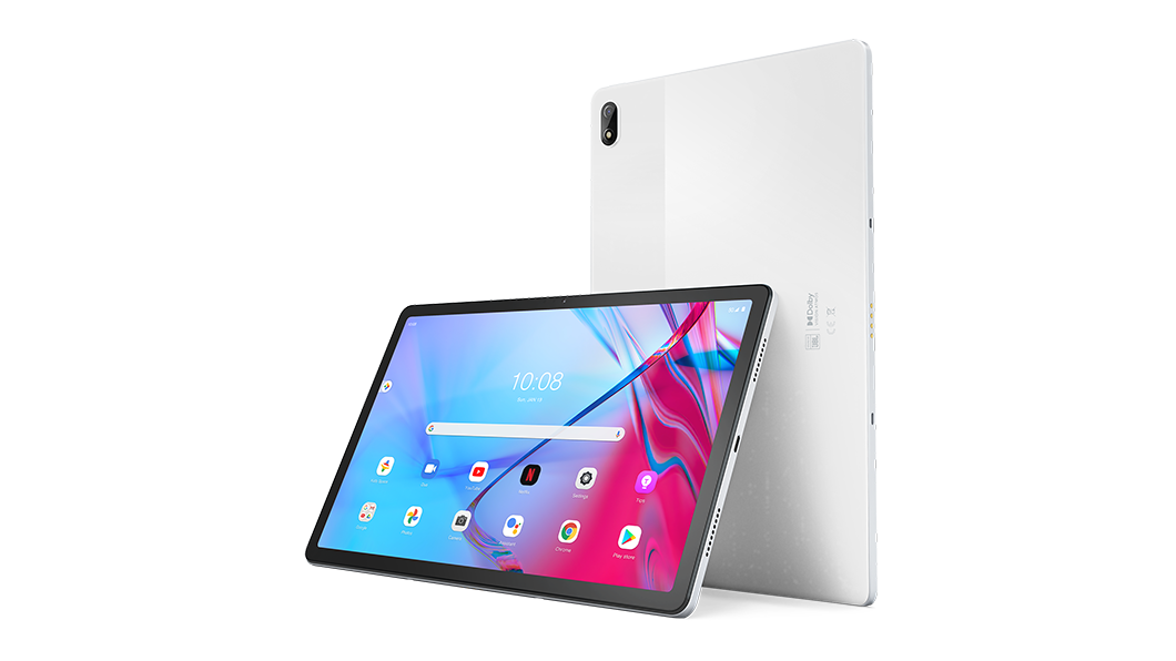 Lenovo Tab P11 5G front and back in Moon White