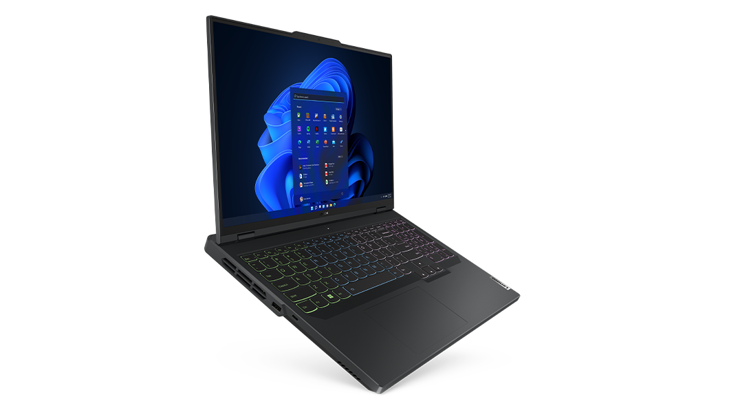 Legion 5 Pro Gen 8 (16″ AMD) angled to the right with the screen on