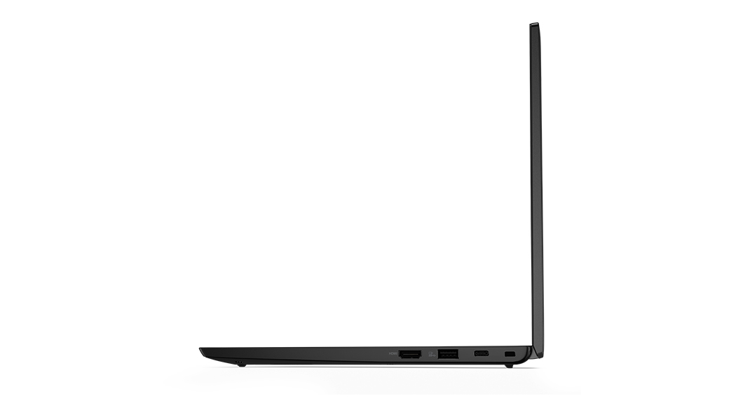 Right-side profile of the Lenovo ThinkPad L13 Gen 4  laptop open 90 degrees, showing ports & slots.