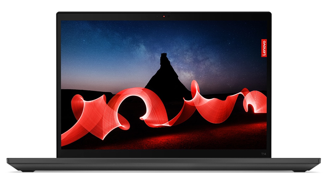 Vue de face du portable Lenovo ThinkPad T14 Gen 4, mettant en valeur son écran de 35,56 cm (14