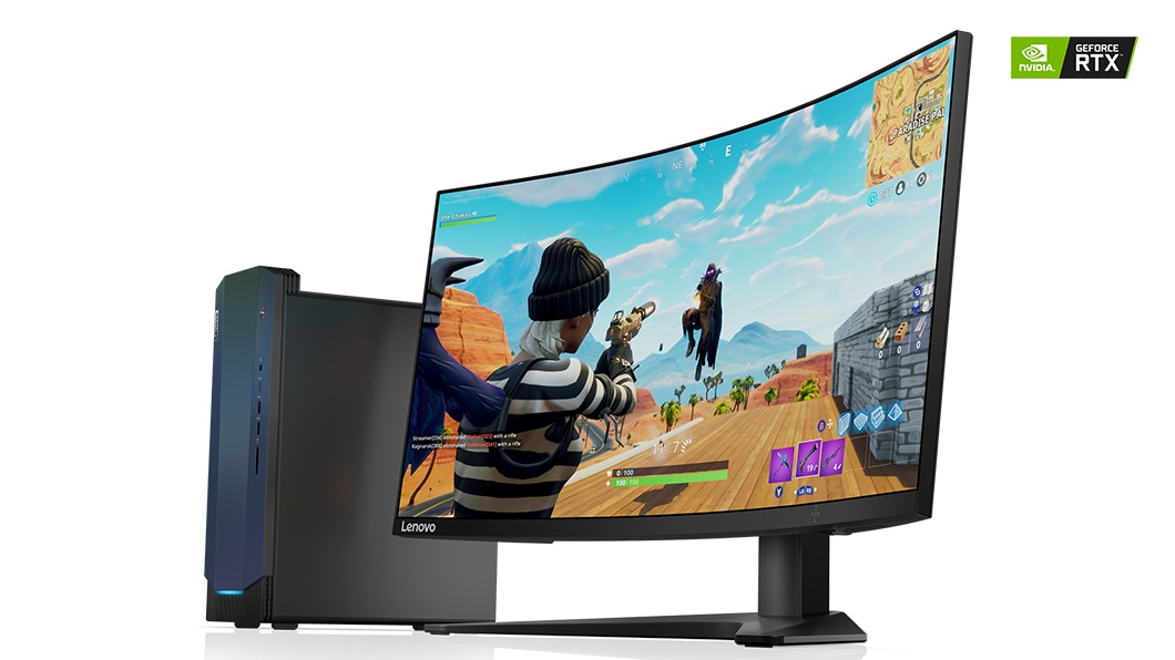 The IdeaCentre Gaming 5 tower desktop with monitor