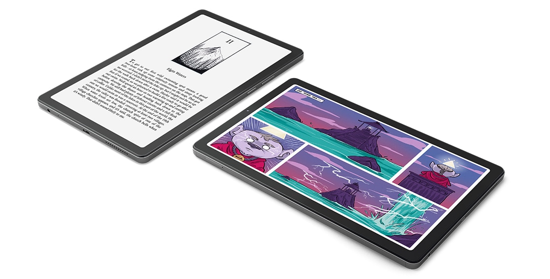 Kahta Lenovo Tab M9 -tablettia käytetään lukemiseen