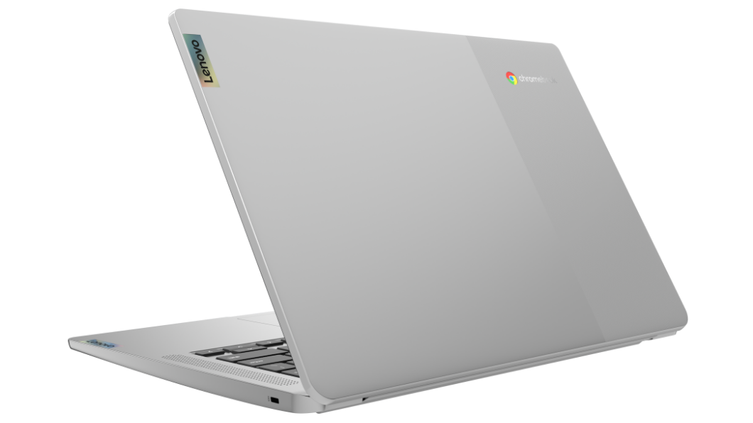 IdeaPad 3 Chromebook Gen 6 (14″ MTK), Arctic Grey, Rückansicht von links