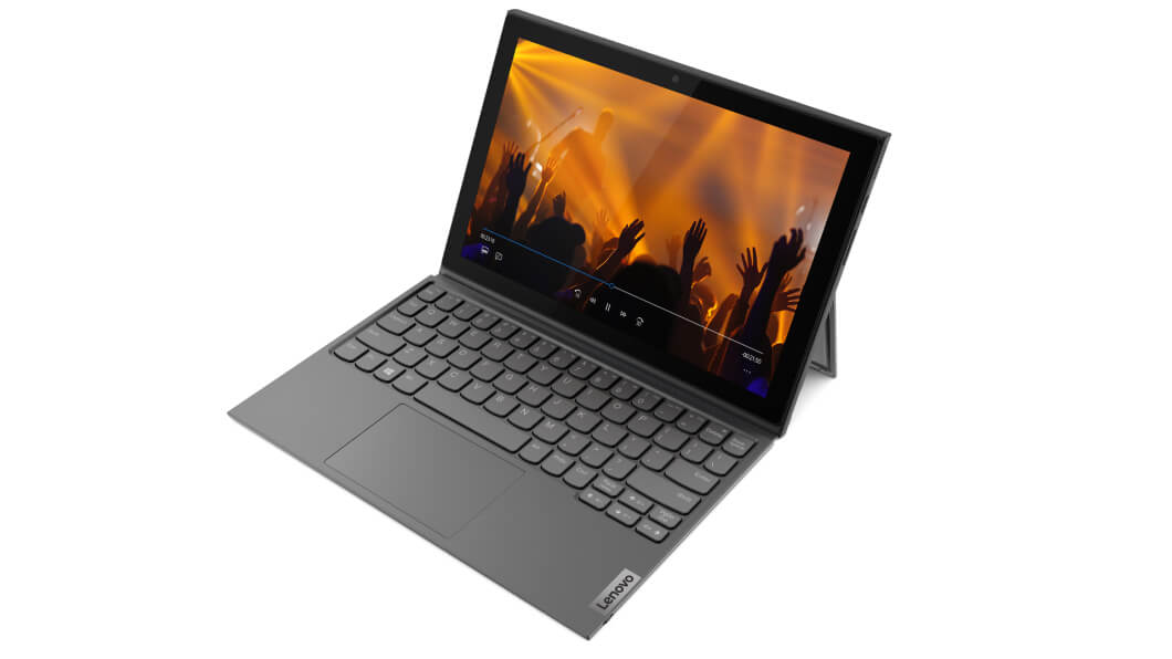Lenovo IdeaPad Duet 3i, vista angolare dall'alto in modalità notebook