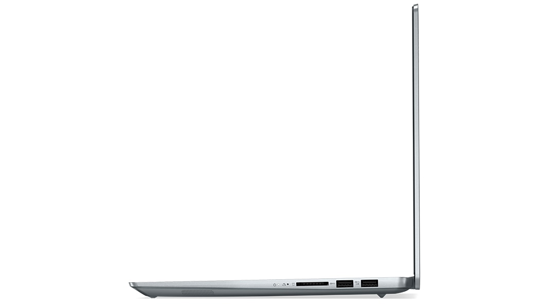 Vista laterale sinistra del notebook Lenovo IdeaPad 5i Pro di settima generazione in posizione verticale.