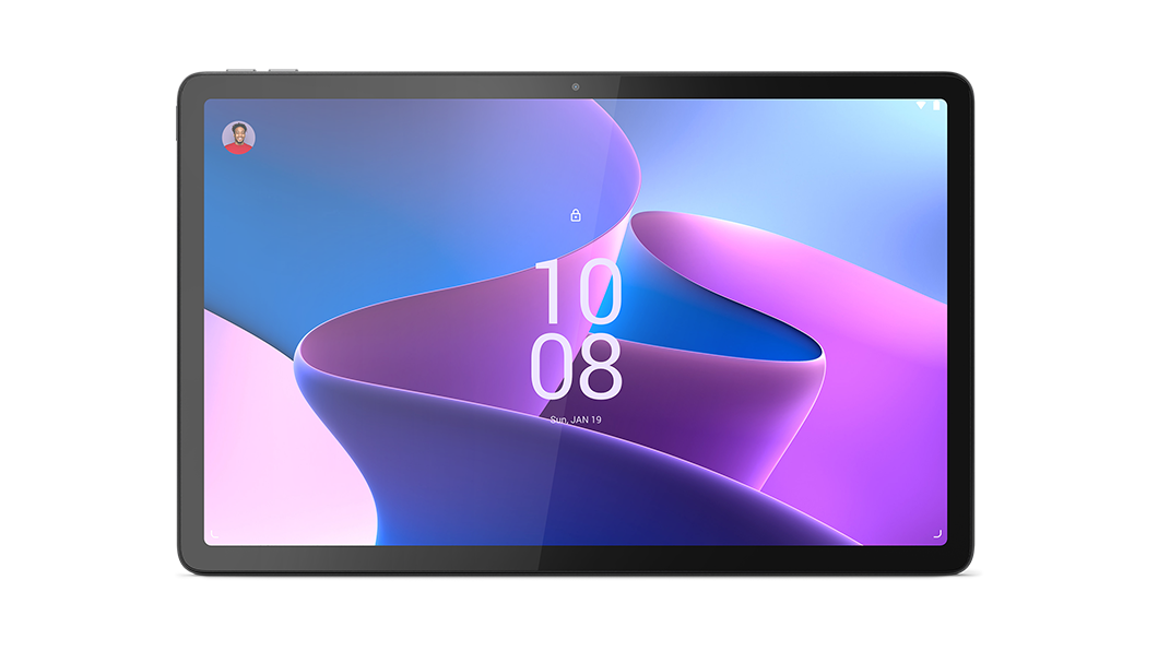 Vista frontal de la tablet Lenovo Tab P11 Pro de 2.ª generación con la pantalla encendida