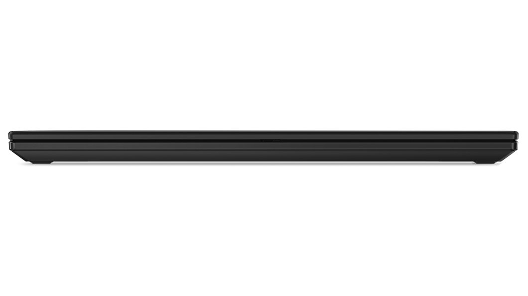 Vooraanzicht van ThinkPad P14s Gen 3 mobile workstation, gesloten en horizontaal plat liggend