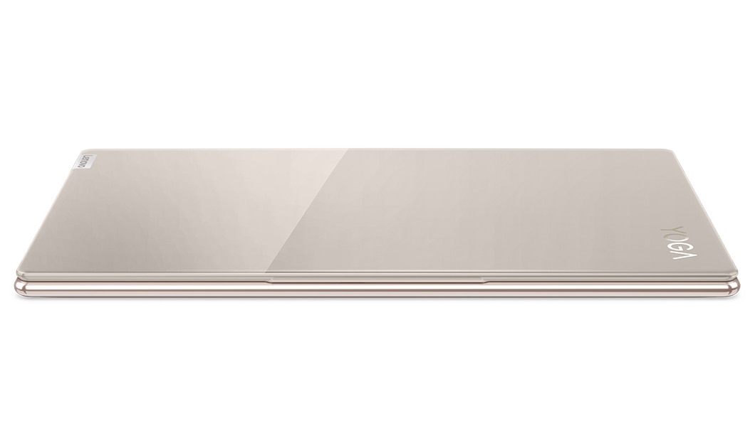 Front facing view from above of Lenovo Yoga Slim 9i Gen 7 (14″ Intel) laptop, closed, showing top cover