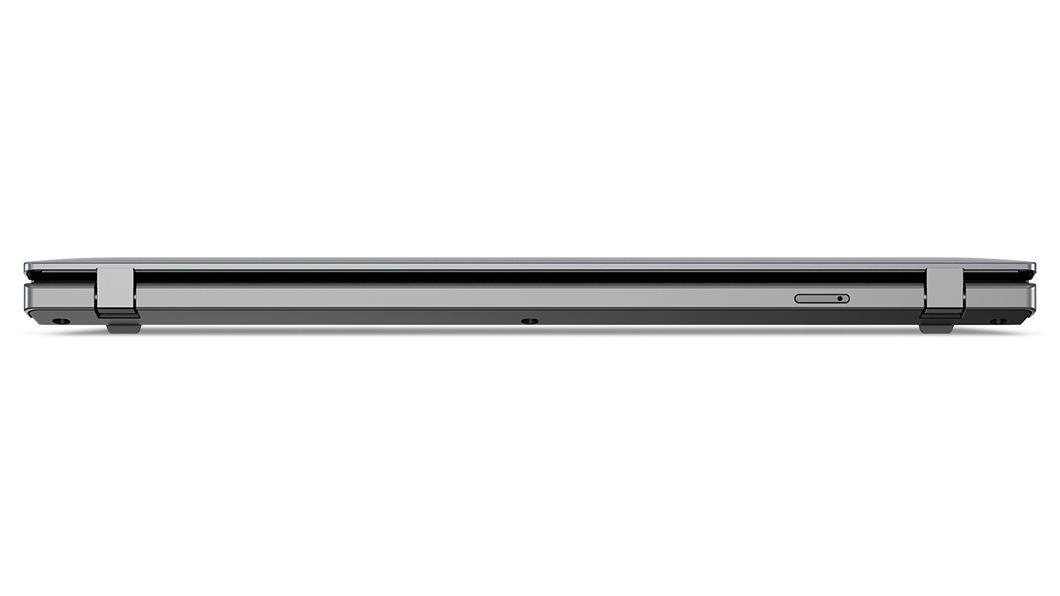 Vue arrière du ThinkPad T14 Gen 3 (14 AMD) fermé, montrant les charnières