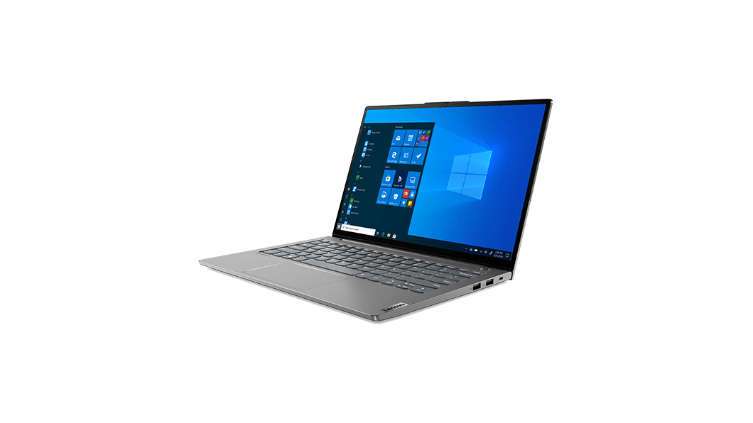 Right-angled view of the Lenovo ThinkBook 13s Gen 2 (Intel) laptop
