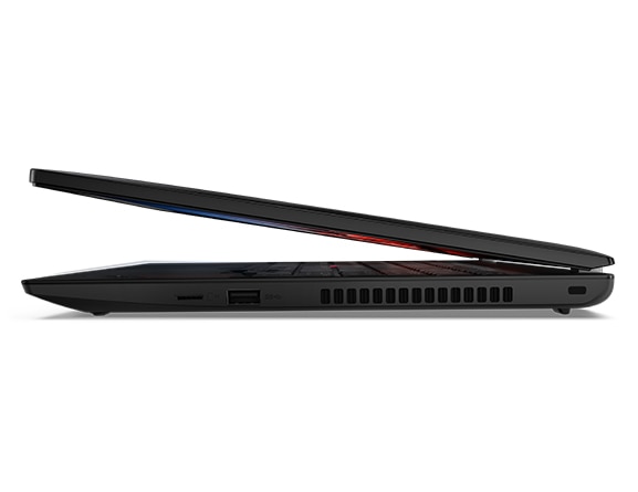 Lenovo ThinkPad L15 Gen 4 (15” AMD) laptop – right view, lid slightly open