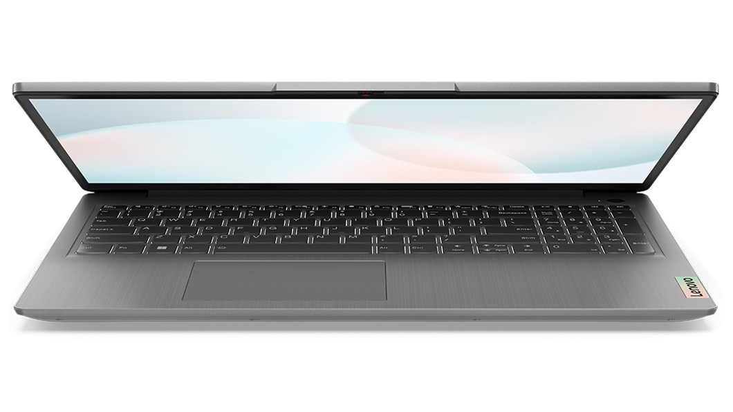 Front, half-closed view of Lenovo IdeaPad 3 Gen 7 15” AMD in standby mode.