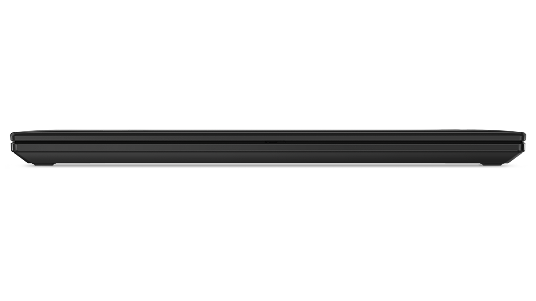 Lukket ThinkPad T14 Gen 3 (14 AMD) sett forfra og med kanten av øvre og bakre deksel synlig