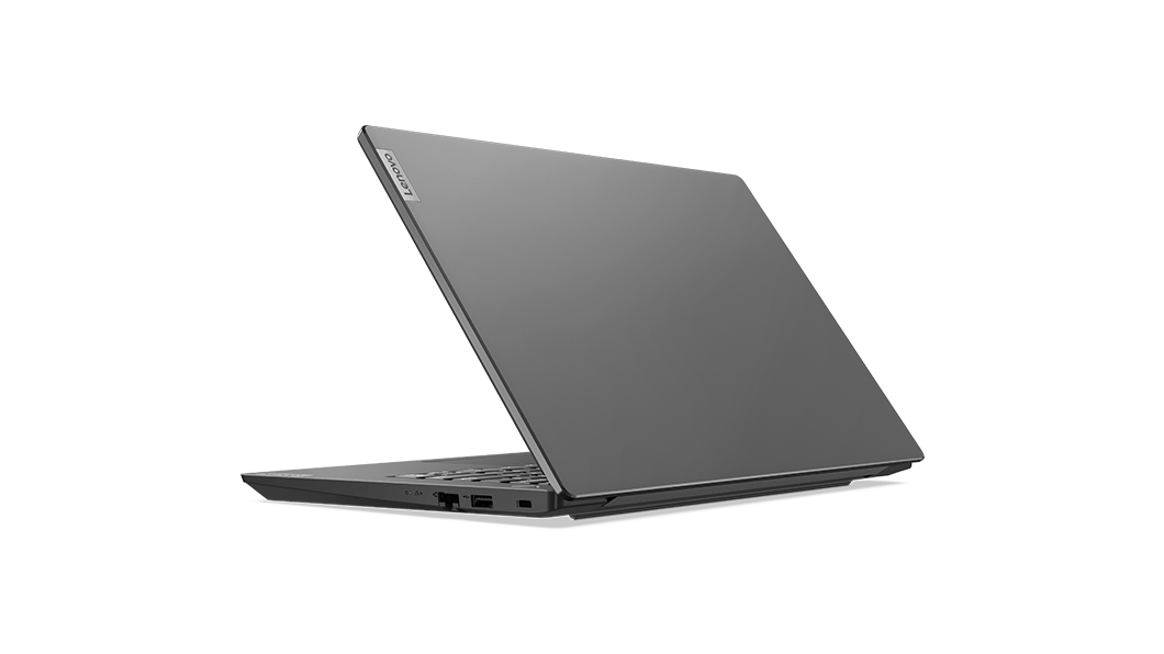 Lenovo V15 Gen 2 (15” Intel) laptop – ¾ right rear view, with lid partially open