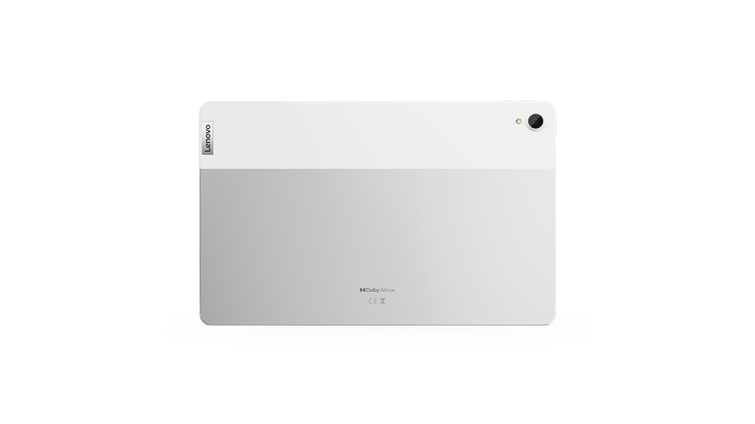 Lenovo Tab P11 Plus tablet in Platinum Grey—rear view