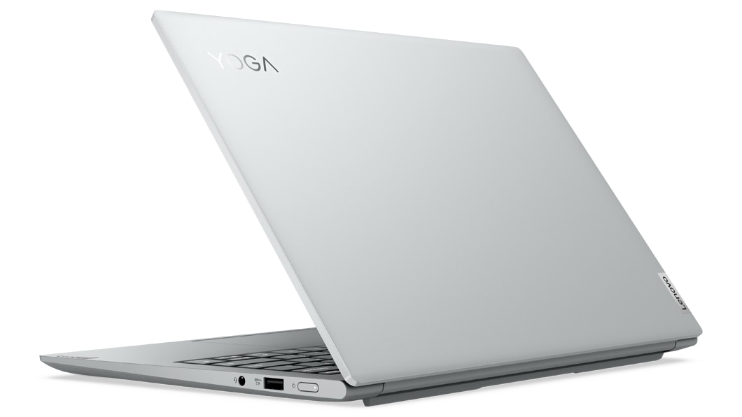Vista posteriore del notebook Lenovo Yoga Slim 7i Pro di settima generazione, rivolto a sinistra