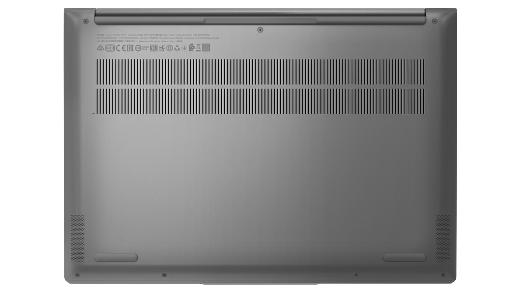 Laptop Yoga Slim 7i 7ma Gen (14”, Intel) abierta, vista trasera