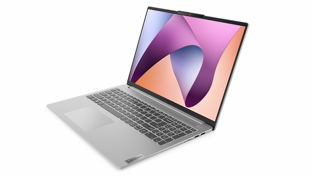 Right-side facing IdeaPad Slim 5 Gen 8 laptop, showing keyboard, display right-side ports