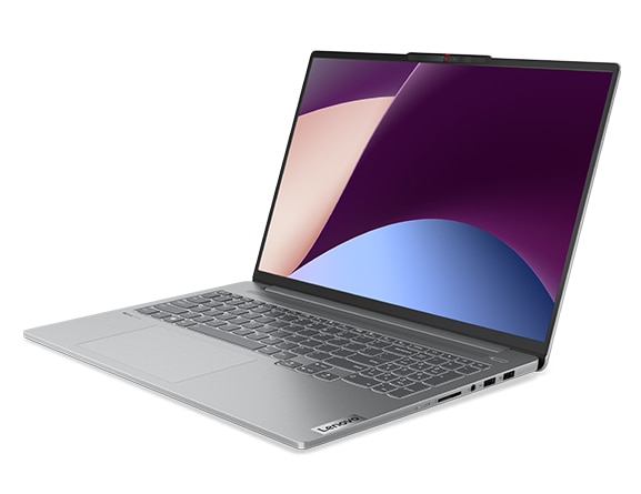 Open IdeaPad Pro 5 Gen 8 laptop facing left with display on